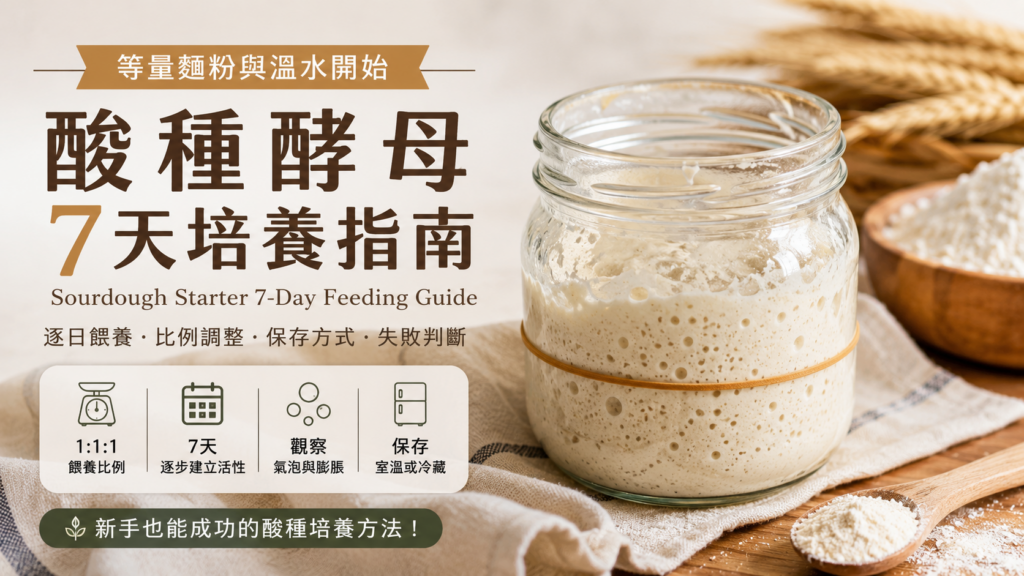 Threads 爆款酸種麵包！酸種麵包怎麼做？酸種酵母 Starter 食譜 做法 酸種麵包食譜攻略｜等量麵粉與水開始，7 天逐日餵養、保存與失敗判斷 image 1