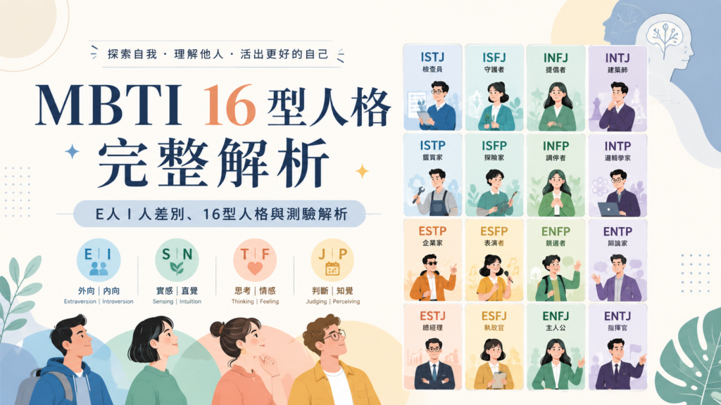MBTI 是什麼？你是哪一種MBTI ？MBTI 16型人格完整解析攻略｜MBTI 免費測驗、E人I人差別、MBTI人格特質與準確度一次看 image 1
