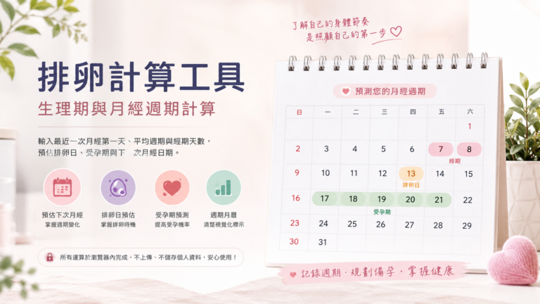 免費排卵計算工具|預估排卵日、受孕期與下一次月經日期