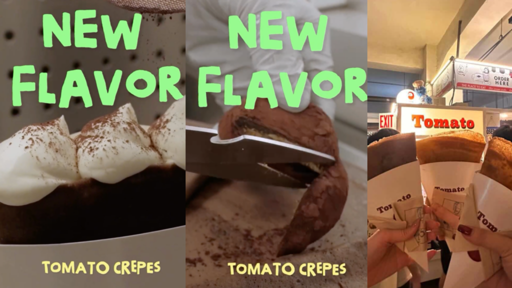 Tomato Crepes 杜巧Q餅可麗餅 Threads 大爆款！！杜拜巧克力Q餅可麗餅！ 台南 第一家杜巧Q餅可麗餅 Tomato Crepes 杜拜巧克力可麗餅｜整顆開心果Q餅剪進去，台南友愛市場限定至8/30 image 1