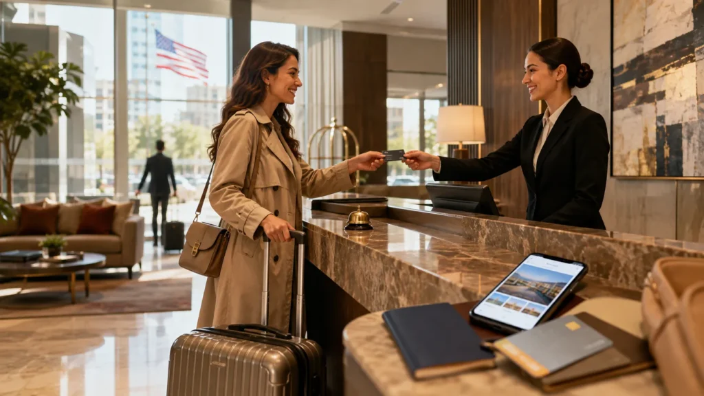 美國 Hotel 飯店怎麼訂？2026 飯店訂房推薦｜美國訂飯店 官網、Booking、Expedia 比價，稅金、Resort Fee、押金與取消規則 image 1