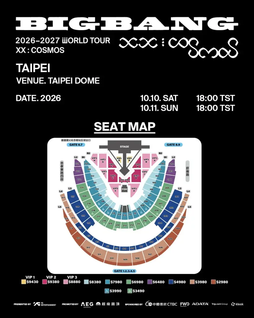 BIGBANG 演唱會購票！BIGBANG 台北大巨蛋演唱會 2026｜BIGBANG 10/10、10/11連唱兩天！BIGBANG票價、BIGBANG座位、BIGBANG實名制、BIGBANG售票時間與BIGBANG搶票攻略 image 2