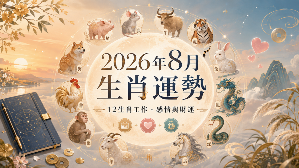 2026年8月生肖運勢｜12生肖工作、感情、財運與生活提醒 image 1
