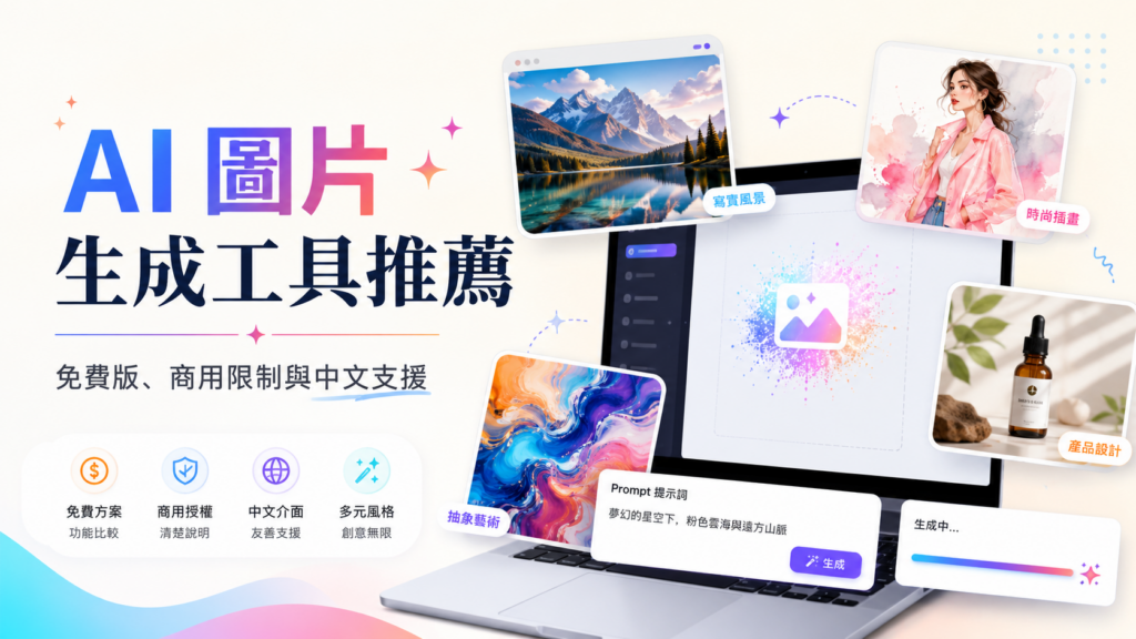 2026 AI 圖片生成工具推薦｜8 款免費版、商用限制與中文支援完整比較 image 1
