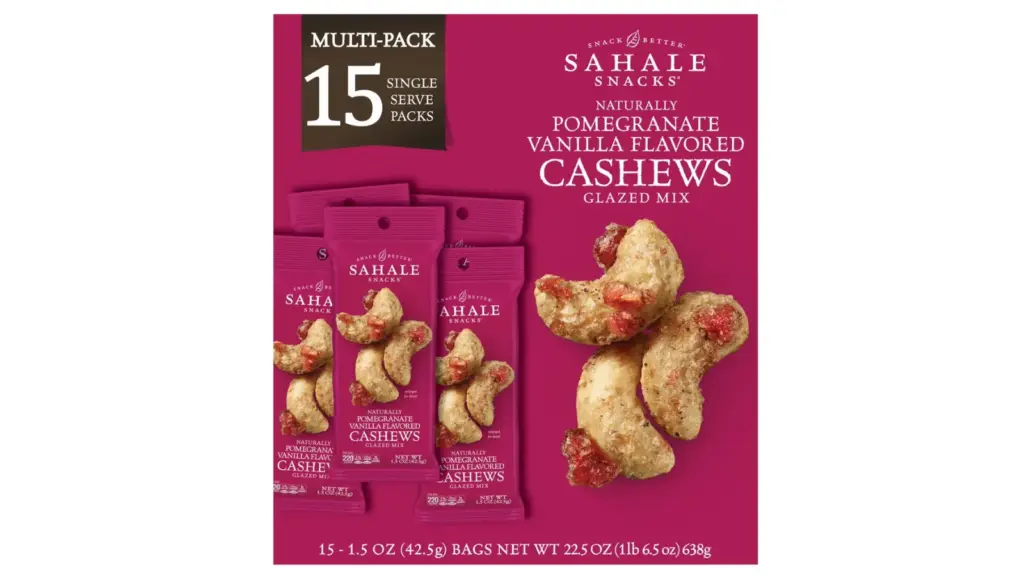 美國 Costco 優惠活動 Sahale Snacks Cashews Glazed Mix, Pomegranate Vanilla｜石榴香草腰果15包獨立裝，辦公室與旅行零食推薦 image 1