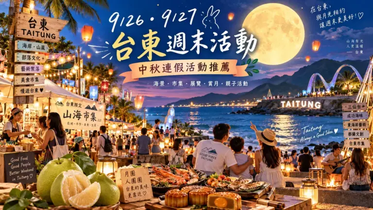 9/26、9/27 台東中秋節活動推薦|成功海宴、波浪屋月亮聚、東海岸藝術、親子展覽一次看