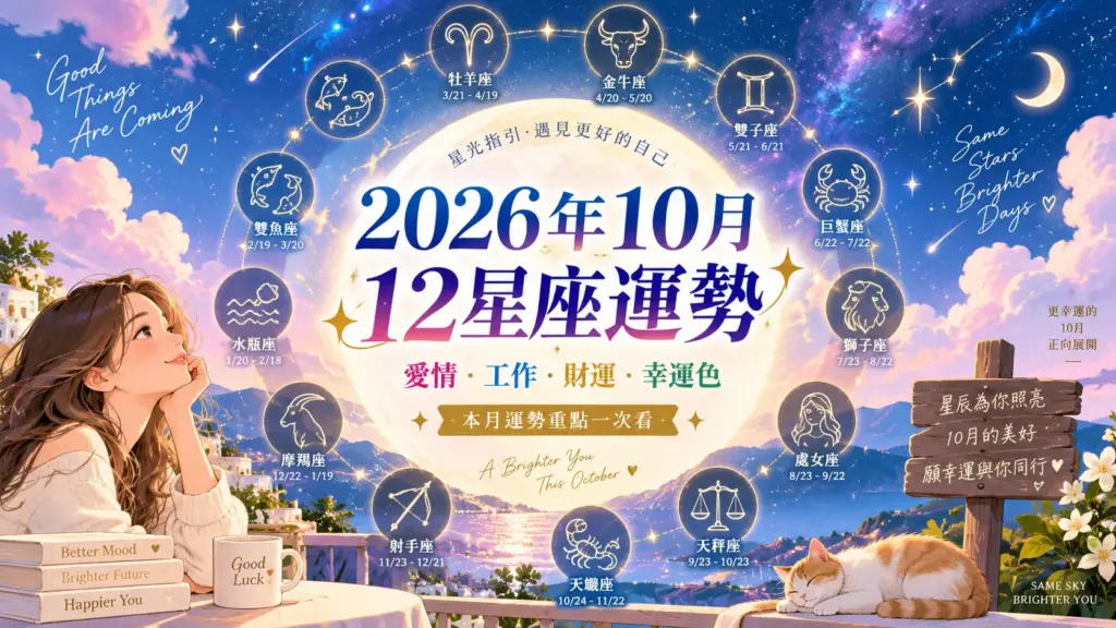 2026年10月12星座運勢｜水逆＋金星逆行來了！愛情、工作、財運、幸運色一次看 image 1