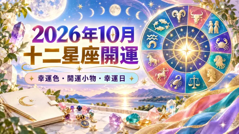 2026年10月十二星座開運方法|12星座幸運色、開運小物、幸運日與提升好運建議